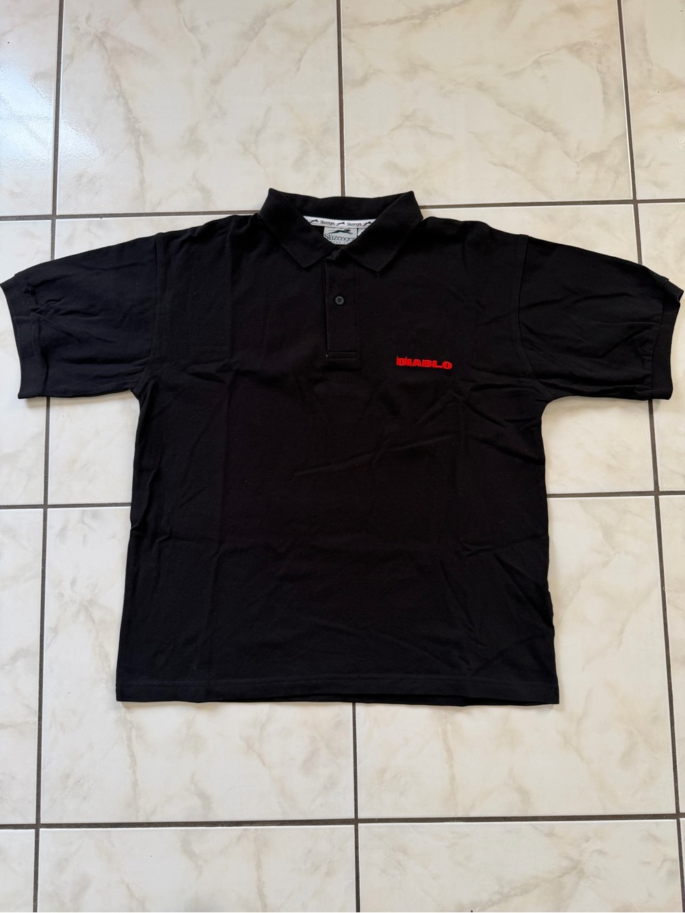Slazenger Black Polo with Red Chest Logo Embroidery